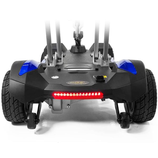 Golden Technologies Buzzaround Carry On Folding Mobility Scooter GB120 Blue Color Rear Lights View