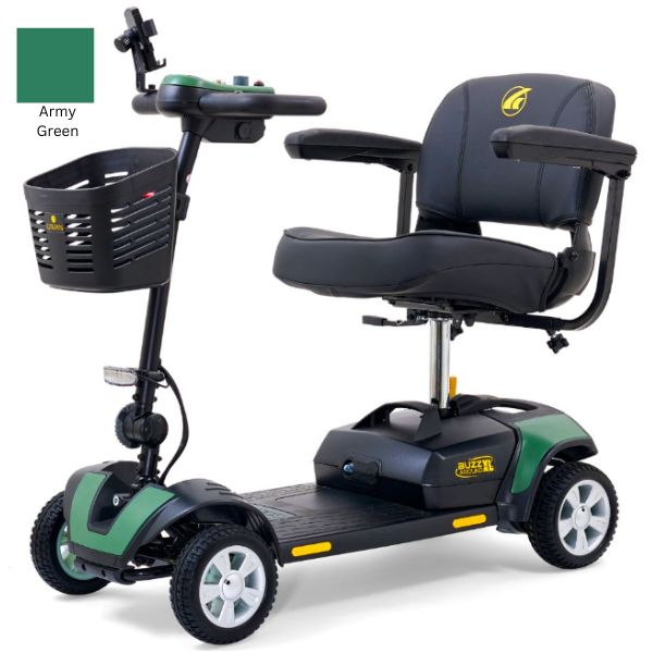 Golden Technologies Buzzaround XL 4-Wheel Mobility Scooter in Army Green Shrouds