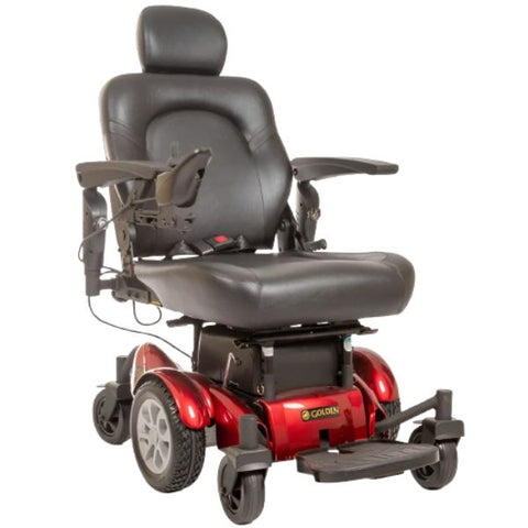 Golden Technologies Compass HD Bariatric Power Chair GP620M Front Left View in Red Color