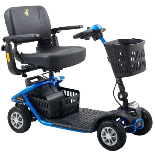 Golden Technologies LiteRider 4 Wheel Mobility Scooter GL141 in Blue Color Right Side Beauty Shot