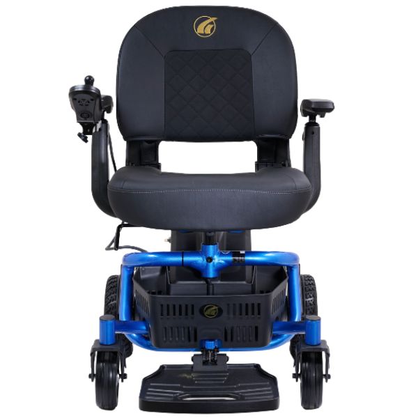 Golden Technologies LiteRider Envy GP162 Power Chair Blue Paradise Font  Side View