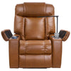 Image of Golden Technologies Rhea with Twilight & Nirvana Power Lift Chair PR447 in Sparrow Fabric  Front View with the Phone Charging Port, Drink Holder, and Storage Compartments  View