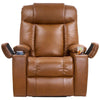 Image of Golden Technologies Rhea with Twilight & Nirvana Power Lift Chair PR447 in Sparrow Fabric  Front View with the Phone Charging Port and Drink Holder View
