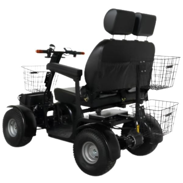 Green Transporter Cheeta Ninja All-Terrain Mobility Scooter Dual Seat Right Side back View