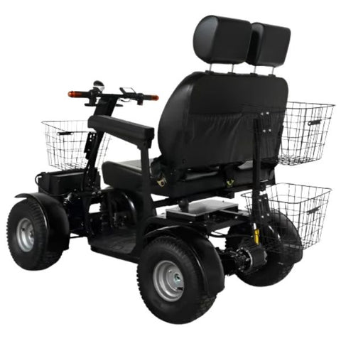 Green Transporter Cheeta Ninja All-Terrain Mobility Scooter with Dual Seat  Upright Sideback View