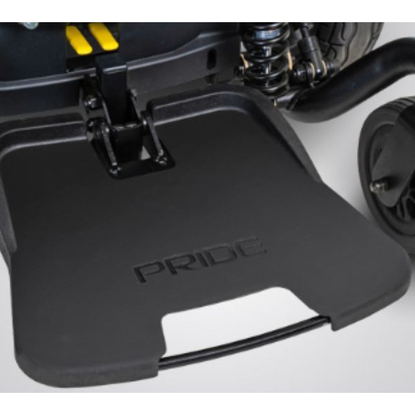 Black floor mat with 'PRIDE' branding on a white background