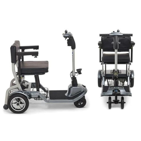 Journey So Lite™ Lightweight Folding Scooter in Gray color Right Side View & Full Frontal View