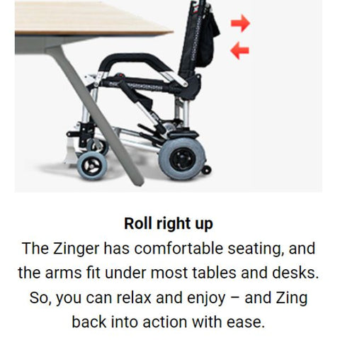 Journey Zinger Portable Folding Power Wheelchair Compact Features with description 