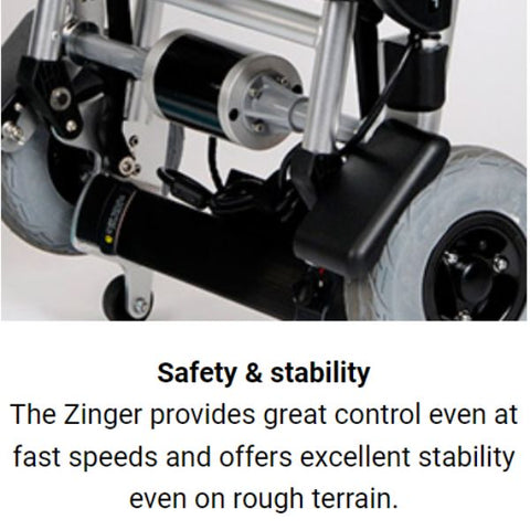 Journey Zinger Portable Folding Power Wheelchair Safety & Stability Functionalities with description 