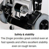 Image of Journey Zinger Portable Folding Power Wheelchair Safety & Stability Functionalities with description 