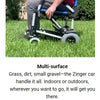 Image of Journey Zinger Portable Folding Power Wheelchair Can take on any surface with description 