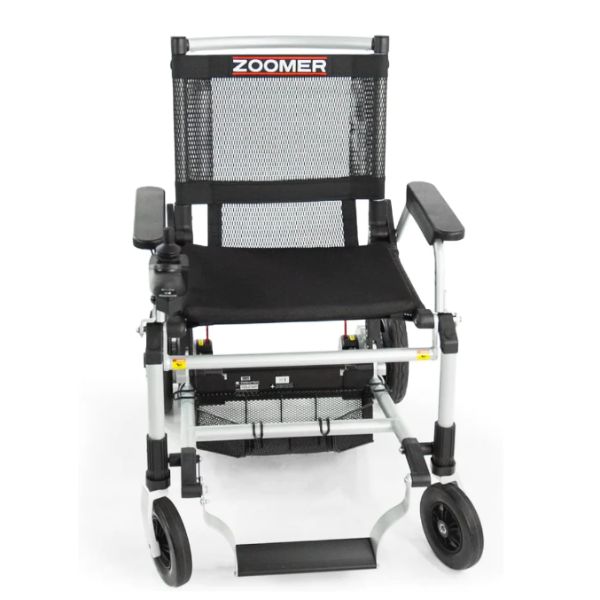 Image of a sleek and modern electric wheelchair, the Journey Zoomer Chair, designed for enhanced mobility and comfort. The chair features a sturdy frame, comfortable seating, and advanced control panel for easy maneuverability.