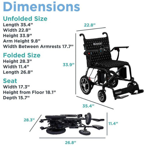 Journey Air Elite Lightweight Folding Power Chair Dimensions
