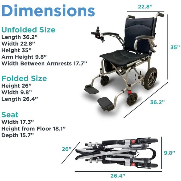 Journey Air Lightweight Folding Power Chair Dimensions