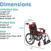 Image of Journey So Lite C2 Ultra Lightweight Wheelchair in  Red Color Showing its  Dimensions