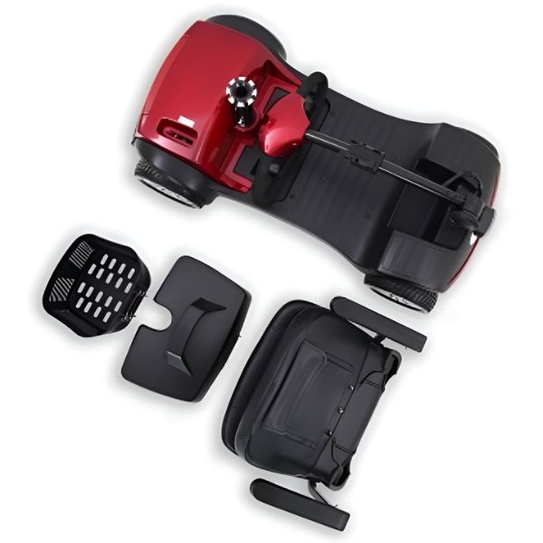 M1 Portal 4-Wheel Mobility Scooter Red Disassembled View