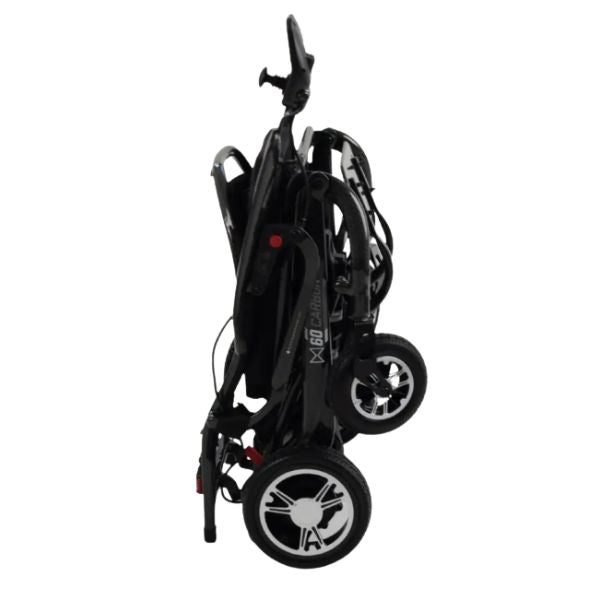 MM60 Carbon Ultra-Lightweight Folding Power Chair in Folding Position