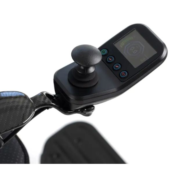 Close Up View of the Digital Joystick of MM60 Carbon Ultra-Lightweight Folding Power Chair