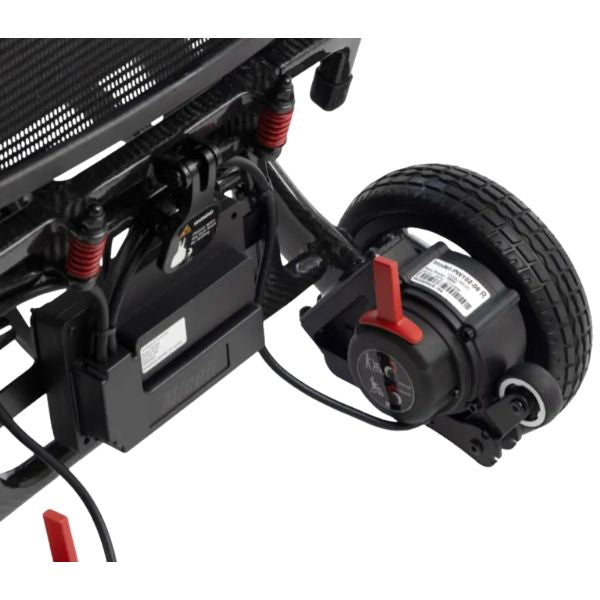 MM60 Carbon Ultra-Lightweight Folding Power Chair Showing the Lever