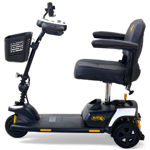 Golden Technologies Buzzaround XLS-HD 3-Wheel Travel Scooter GB121B-SHZ Crisp White Seft Side View