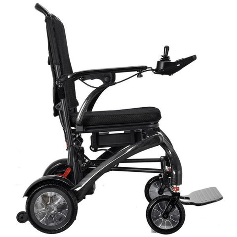 Matrix Ultra Carbon Fiber Portable Electric Wheelchair By Discover Your Mobility in Black Frame Right Side View