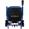 Image of Matrix Ultra Carbon Fiber Portable Electric Wheelchair By Discover Your Mobility in Blue Frame Folded Front View