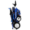 Image of Matrix Ultra Carbon Fiber Portable Electric Wheelchair By Discover Your Mobility in Blue Frame Folded Side View