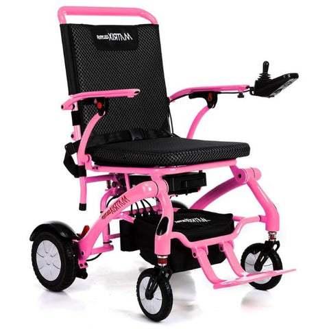 Matrix Ultra Carbon Fiber Portable Electric Wheelchair By Discover Your Mobility in Pink Frame