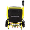 Image of Matrix Ultra Carbon Fiber Portable Electric Wheelchair By Discover Your Mobility in Yellow Frame Folded Front  View