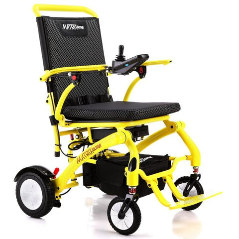 Matrix Ultra Carbon Fiber Portable Electric Wheelchair By Discover Your Mobility in Yellow Frame
