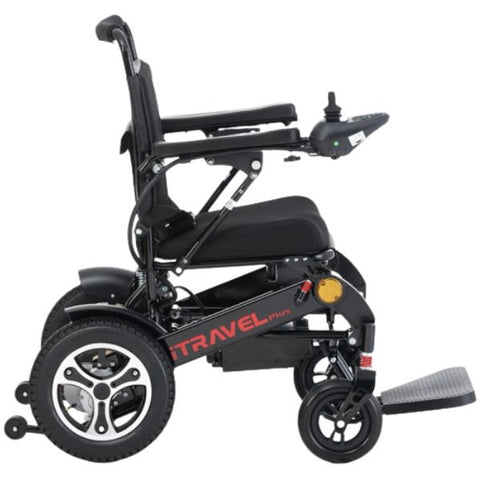 Metro Mobility iTravel Plus Folding Power Wheelchair Black Color Side View
