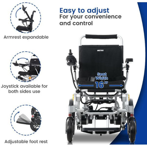 Metro Mobility iTravel Plus Folding Power Wheelchair Features 