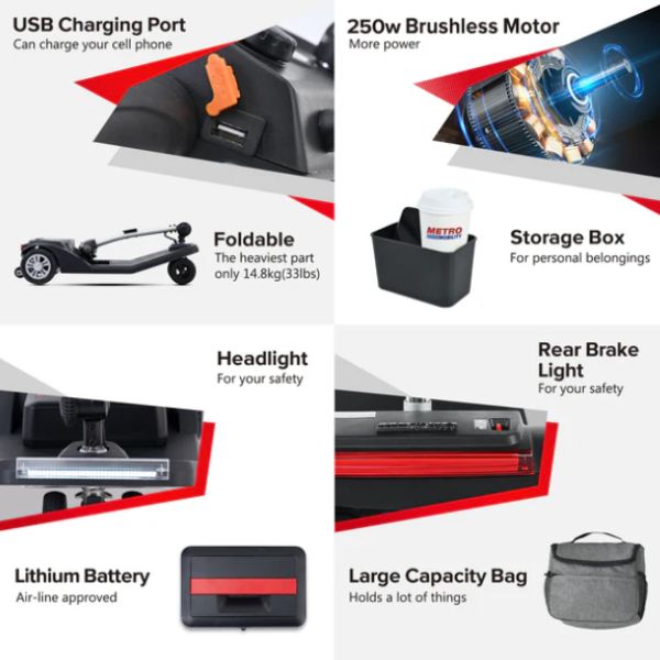 Metro Mobility Air Classic 3-Wheel Transportable Mobility Scooter Features 
