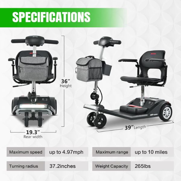Metro Mobility Air Classic 3-Wheel Transportable Mobility Scooter Specifications