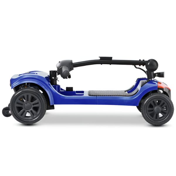Metro Mobility Elite 4 Portable 4-Wheel Mobility Scooter in Blue Color Folded without the Seat Righr Side View