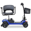 Image of Metro Mobility Elite 4 Portable 4-Wheel Mobility Scooter in Blue Color Right Side View with the Seat  Facing Front