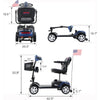 Image of Metro Mobility Max Sport Portable 4-Wheel Mobility Scooter in Blue Color Dimensions