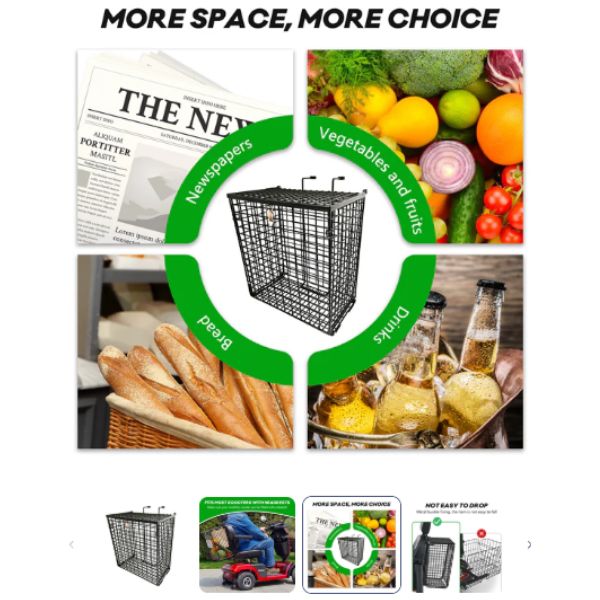 Metro Mobility Rear Basket for MAX PLUS/S500 Features