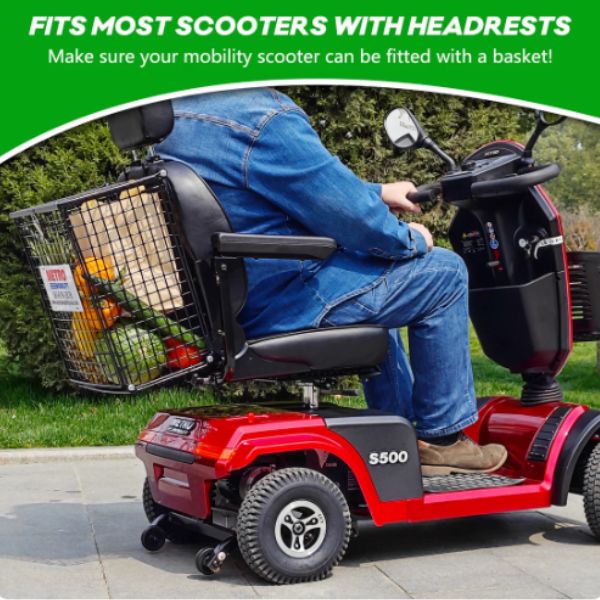 Metro Mobility Rear Basket for MAX PLUS/S500 shown at the Back of a Scooter