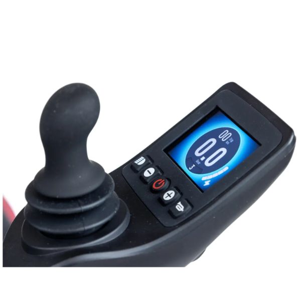 Monarch Mobility Flyer Ultra-Lightweight Folding Power Chair Showing the Joystick
