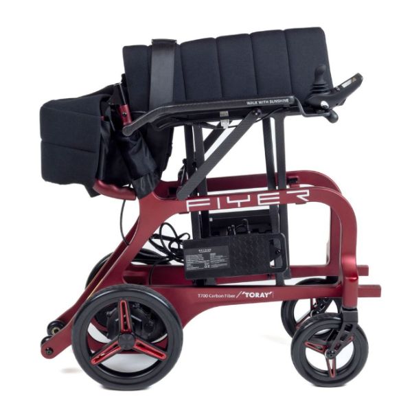 Monarch Mobility Flyer Ultra-Lightweight Folding Power Chair in Red Folding Position