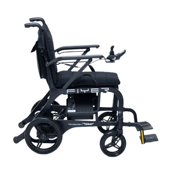 Monarch Mobility Flyer Ultra-Lightweight Folding Power Chair in Black Right Side View