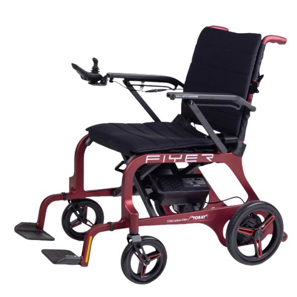 Monarch Mobility Flyer Ultra-Lightweight Folding Power Chair in Color Red