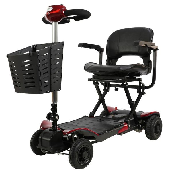 Optimus Automatic Folding Travel Electric Scooter in Inferno Red Color