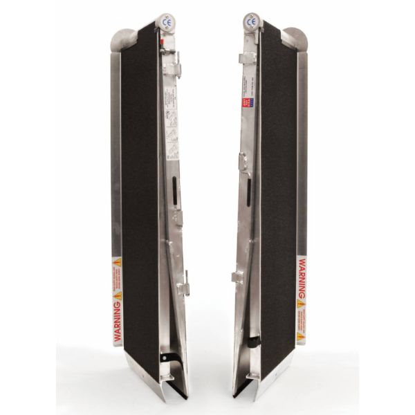 Two metal stands with black pads on a white background