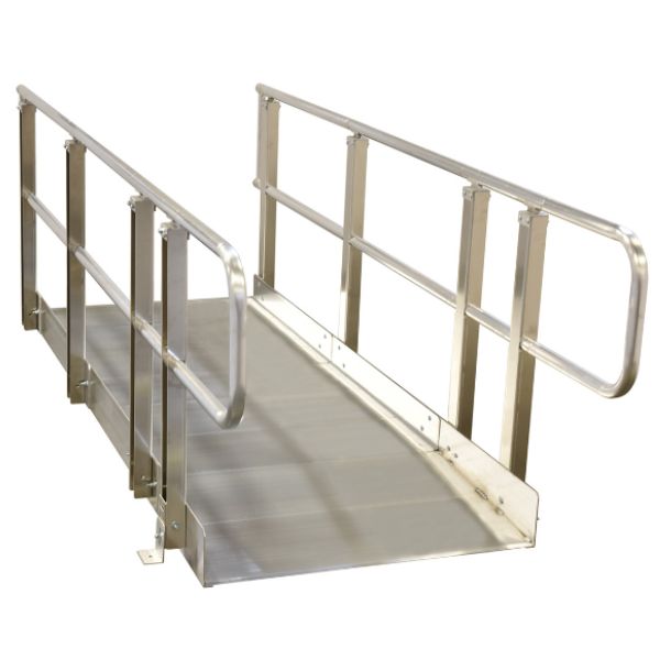 PVI OnTrac Wheelchair Ramp with Handrails on a white background