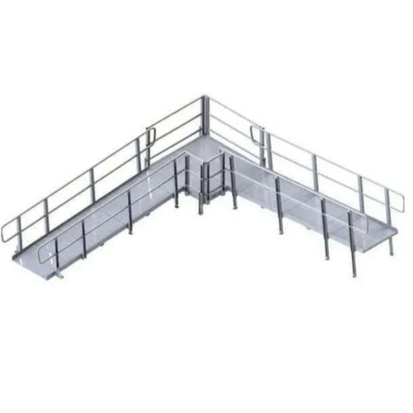 PVI XP Modular Wheelchair Ramp with Handrails with handrails on a white background