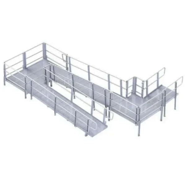 PVI XP Modular Wheelchair Ramp with Handrails on a white background