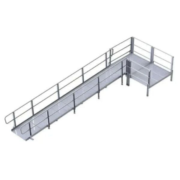 PVI XP Modular Wheelchair Ramp with Handrails on a white background