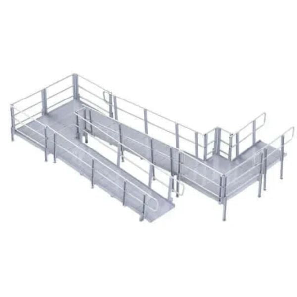 PVI XP Modular Wheelchair Ramp with Handrails on a white background